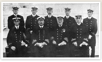 Titanic's officers pictured onboard Titanic in April 1912