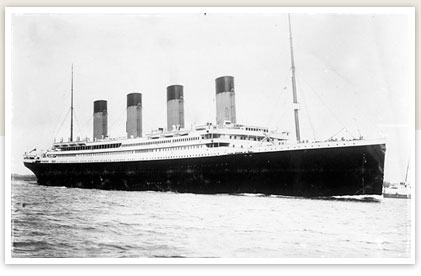 Titanic leaving Southampton, April 1912.