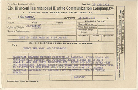 Titanic Marconigram