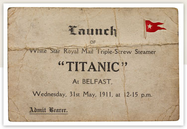 Shipyard worker's ticket for the launch of Titanic, 31 May 1911